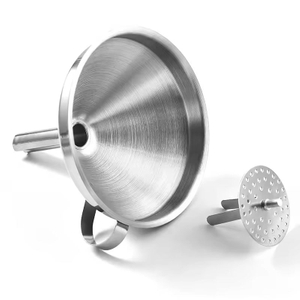Portable Stainless Steel Funnel With Handle and Removable Strainer Filter