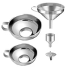 Portable Stainless Steel Funnel With Handle and Removable Strainer Filter